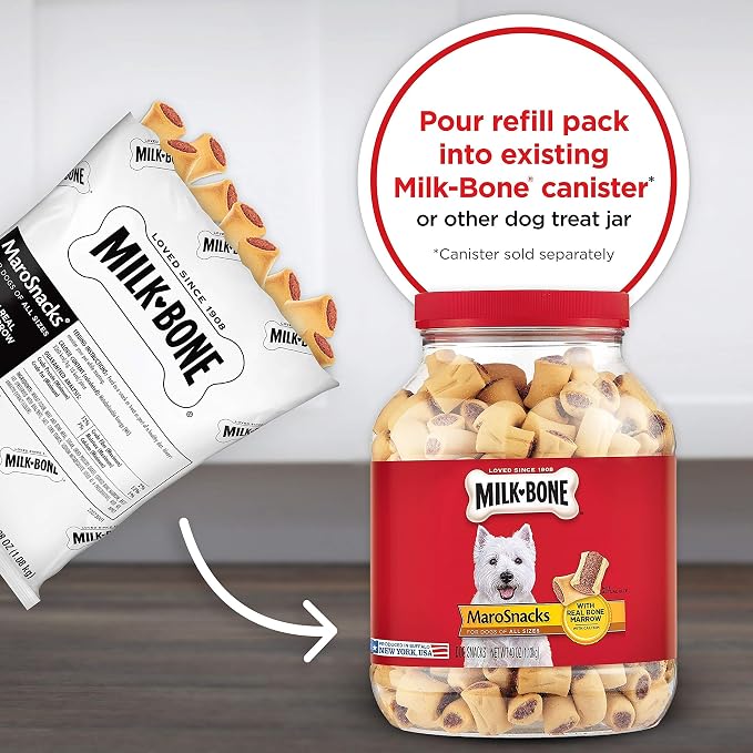 Milk-Bone MaroSnacks Dog Treats, 38 Ounce Refill Packs (Pack of 2) | Refill bags, Made with real bone marrow, Dog treats with 12% protein