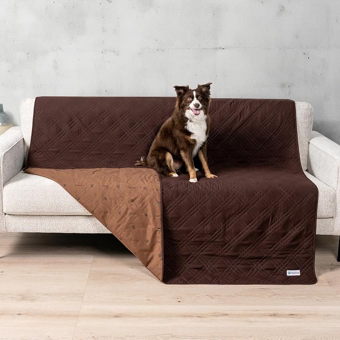 PetAmi Waterproof Couch Cover for Dog Nonslip Bed Sofa Blanket, 68x82 Brown | Leakproof Furniture Protector for Pet Cat, Machine Washable Pee Proof Mat for Chair Car Seat, Durable & Anti Slip Backing