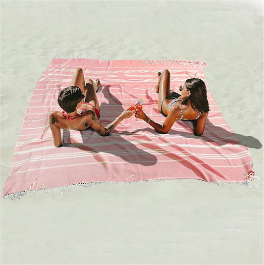 Antfuny Turkish Beach Towel Jumbo Extra Large XL XXL Big Oversized Giant Huge Thin Outdoor Picnic Accessories Airplane Travel Essentials Camping Gears Must Haves Yard Yoga Mat Coral