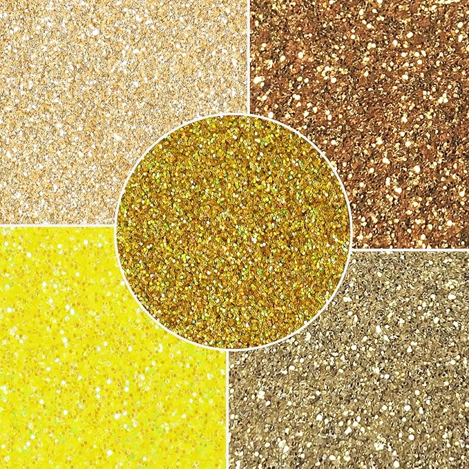 MARBLERS Cosmetic Grade Fine Glitter 5-Pack [Gold Feeling] 0.90oz (25g) | Non-Toxic | Vegan | Cruelty-Free | Eyeshadow, Nail Polish, Nail Art | Festival, Rave & Party Makeup | Body & Face