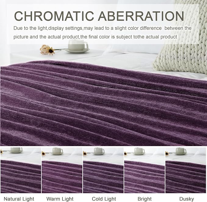 Chenille Throw Blanket for Couch 60" x 80" Twin, Dark Purple | Soft Cozy Warm Throws with Fringe Tassel, for Living Room Bed Sofa Chair Cover, Lightweight Knitted Decorative Boho Blankets