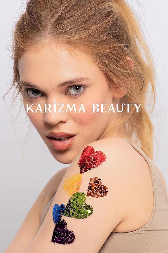 KARIZMA Love is Love. 6X 10g Chunky Face Glitter, Pride Rainbow, Hair Eye and Body Sparkles for Everyone. Rave and Cosmetic Makeup.