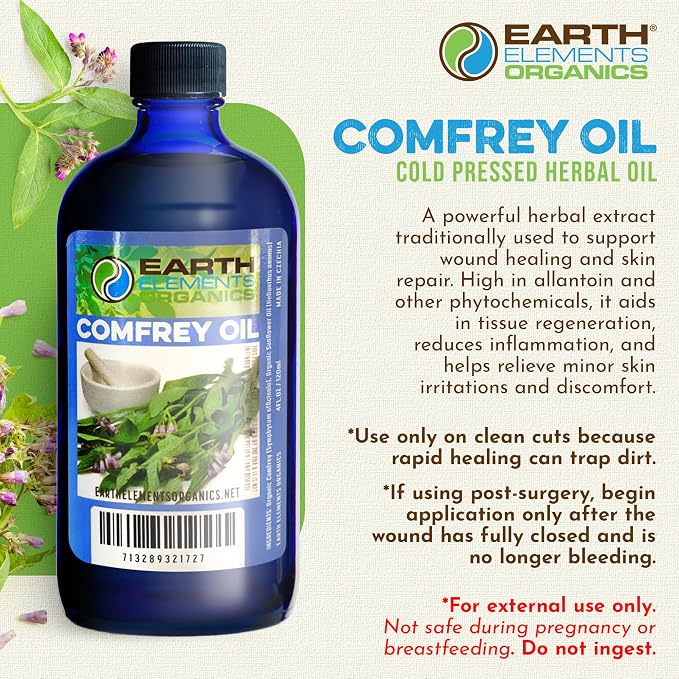 Comfrey Body Oil Raw, Infused, Organic, Unscented