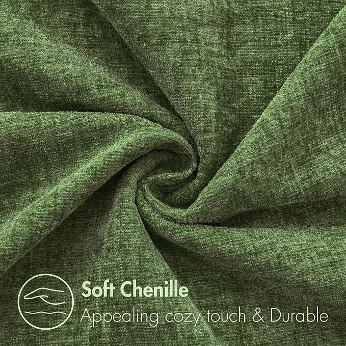 MIULEE Soft Chenille Lumbar Throw Pillow Covers Moss Green 12x20 Pack of 2 | Modern Home Decor, Classic Decorative Pillows, Solid Dyed Cases, Boho Couch Cushion Covers for Sofa Bed Living Room