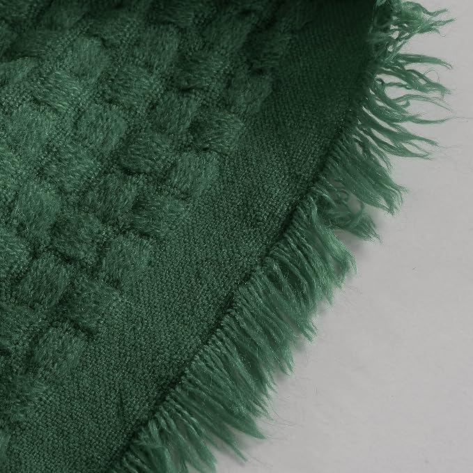 CREVENT Farmhouse Boho Knitted Throw Blanket for Couch Sofa Chair Bed Home Decoration, Soft Warm Cozy Light Weight for Spring Summer Fall (50''X60'' Christmas Green)