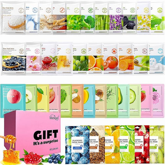 40 Pack Collagen Face Masks Skincare Bulk for All Skin Types,Hydrating Spa Sheet Mask for Sensitive Skin, Facial Mask Sets For Women Skin Care,Hydrating Face Mask Gifts Set for Teen Girls