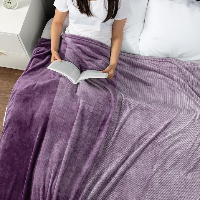 PAVILIA Purple Ombre Fleece Throw Blanket for Couch Sofa Bed, 50x60 | Gradient, Soft Plush Flannel Fleece, Lightweight Accent Blanket, Warm All Season, Machine Washable, Cozy Decor Gift