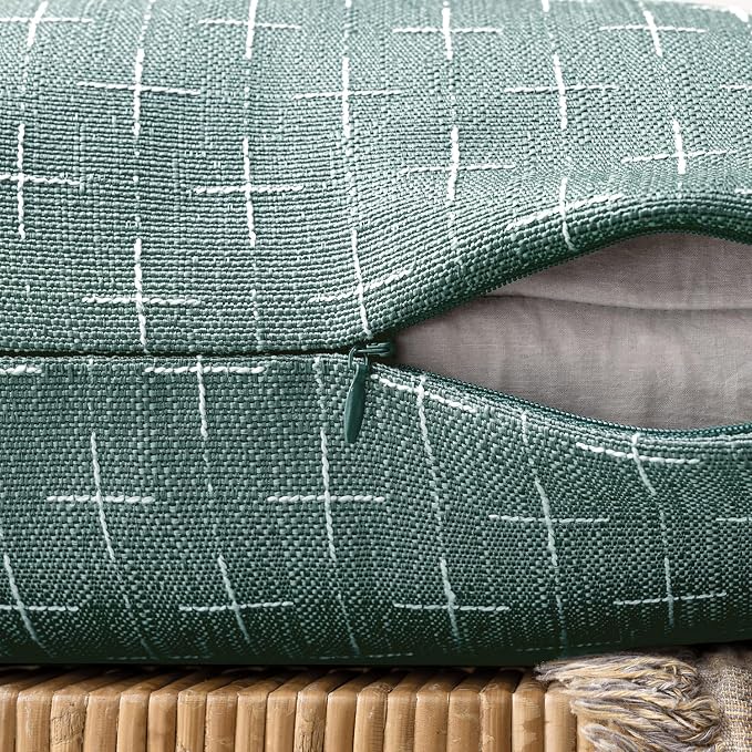 MIULEE Pack of 2 Decorative Burlap Linen Spring Throw Pillow Covers Modern Farmhouse Vintage Pillowcase Rustic Woven Textured Cushion Cover for Sofa Couch Bed 18x18 Inch Azure