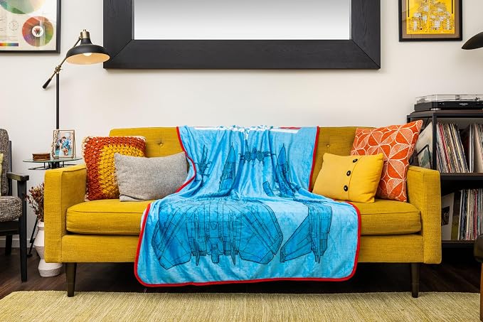 Silver Buffalo Top Gun Maverick Plane, Fleece Throw Blanket, 45x60in | Schematic, Soft and Cozy, 185 GSM