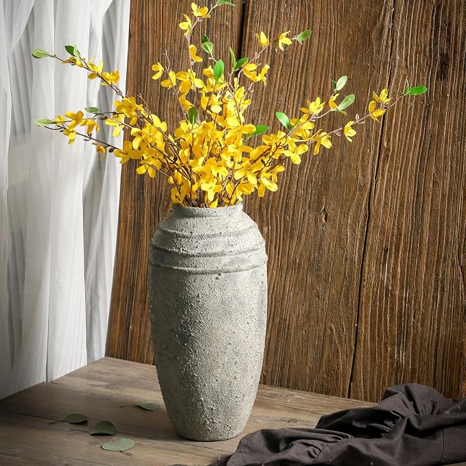 Large Ceramic Flower Vase, 12.87 Inch Tall Vase for Home Decor | Vintage Pottery Vase Adds Rustic Farmhouse Charm to Living Room, Shelf, Entryway and Table Decor, Ideal for Pampas Grass