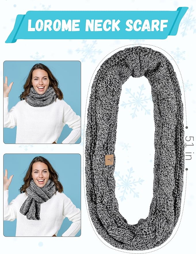 Winter Hat Scarf Gloves and Ear Warmer, Warm Knit Beanie Hat Touch Screen Gloves Set Winter Gifts Neck Scarves for Women