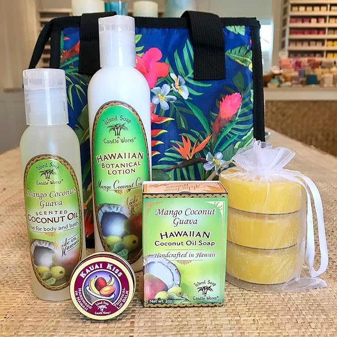 Island Soap and Candle Works Mango Coconut Guava Scented Body Lotion for Men and Women - Paraben Free Body Moisturizer - Hydrating Hawaiian Skincare - 8.5 Fl Oz. Bottle