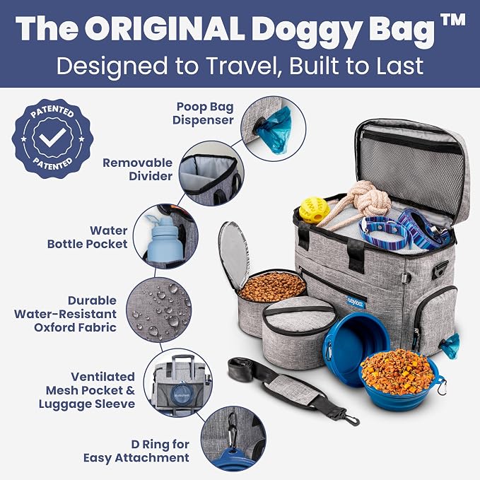 Rubyloo Original Doggy Bag™ Dog Travel Bag for Supplies with Travel Bowls
