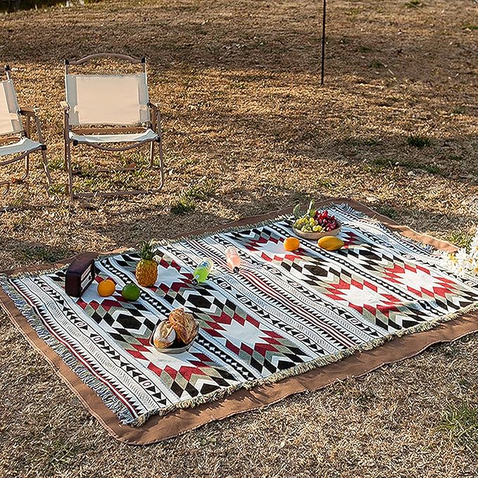 Lqprom Aztec Southwestern Throw Blanket,Native American Cover 51"x63" | Southwest Boho Style,Sofa Chair Cover,Outdoor Beach Car Tent Travel Camping Use,Reversible and lightweight,Tapestry,Tassels