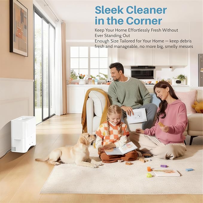 Touchless Vacuum Automatic Dustpan, 20Kpa Suction, Compact Baggless Design | Ultra Fast Hair Vacuum for Salons Pet Hair Food Dirt Home Kitchen, Corded Space-Saving Electric Canister Vacuum Cleaner