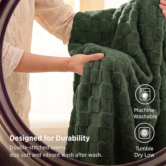 Bedsure GentleSoft Twin XL Blanket for Bed - Super Soft Cozy Fleece Blankets for Kids, Cute Throws for Girls, Dorm Room Essentials for Girls Teens Back to School, Bronze Green, 66x90 Inches