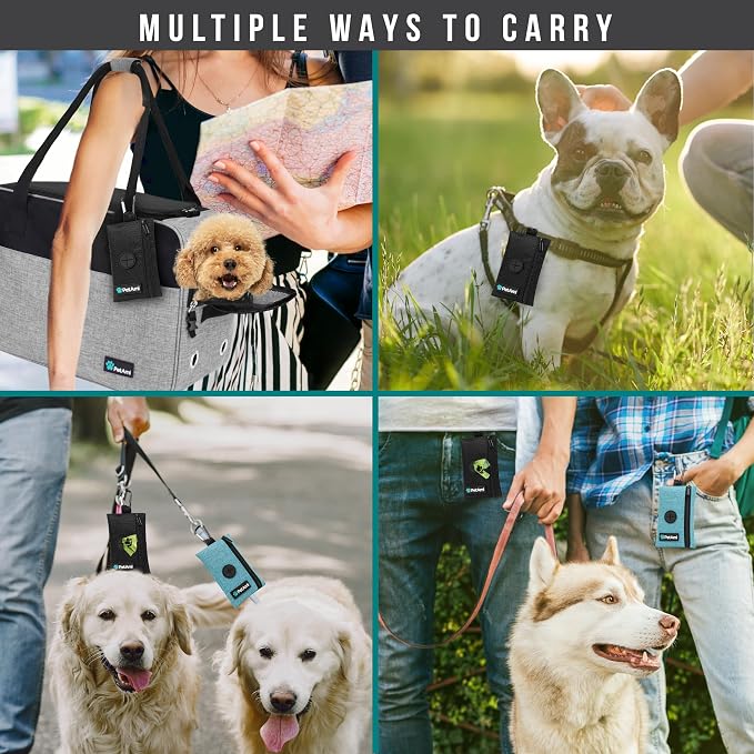 PetAmi Dog Poop Bag Holder for Leash, Pet Waste Bag Dispenser, Black