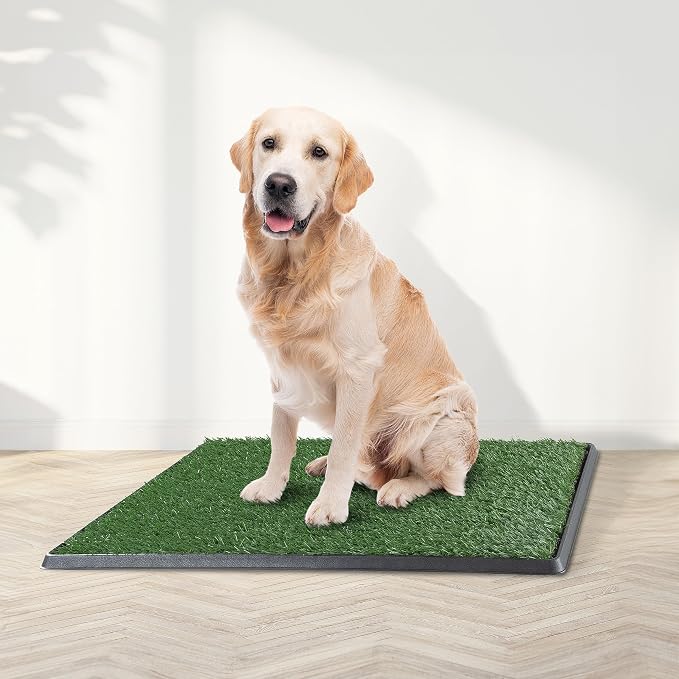 PETMAKER Artificial Grass Puppy Pee Pad for Dogs and Small Pets, 20” x 30” | Reusable 4-Layer Turf Pads for Dogs with Tray, Indoor and Outdoor Fake Grass Potty, Pet Supplies