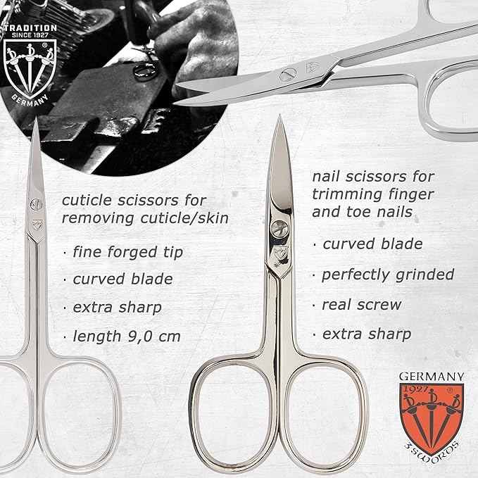 3 Swords Germany - brand quality 7 piece manicure pedicure grooming kit set for professional finger & toe nail care scissors clipper fashion leather case in gift box, Made by 3 Swords Germany (6271)