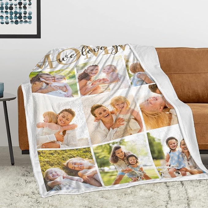 Custom Gifts for Mom from Daughter, Customized Blankets with Photos | Using My Own Photos Custom Memorial Gifts for Mother's Day Christmas Birthday, Dad, Friends, Couples, I Love You Mom