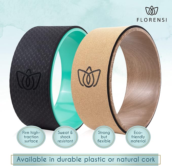 Florensi Yoga Wheel (3-Pack) - Back Stretcher and Back Roller for Back Pain, Yoga Roller for Muscle Relaxation, Pain Relief, Cracking and Popping