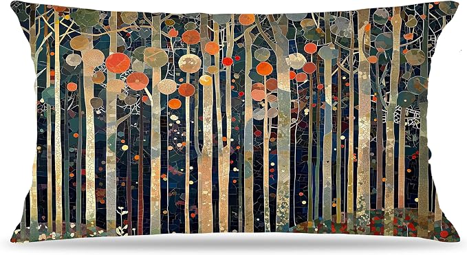 Rustic William Morris Inspired Autumn Forest Decor Pillow Covers 12x20,Vintage Botanical Nature Decorative Throw Pillow Covers for Home Bedroom Living Room,Fall Home Room Decor