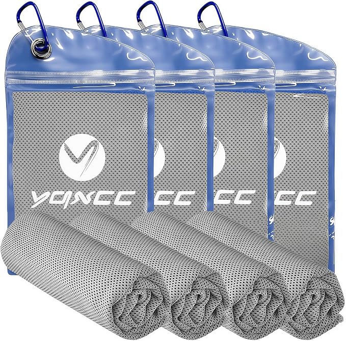 YQXCC 4 Pack Cooling Towels 40"x12", Cool Ice Towels for Neck & Face | Cooling Neck Wraps, Soft Breathable Microfiber Chilly Towels, Ideal for Gym, Yoga, Golf, Running, Camping & Hot Weather