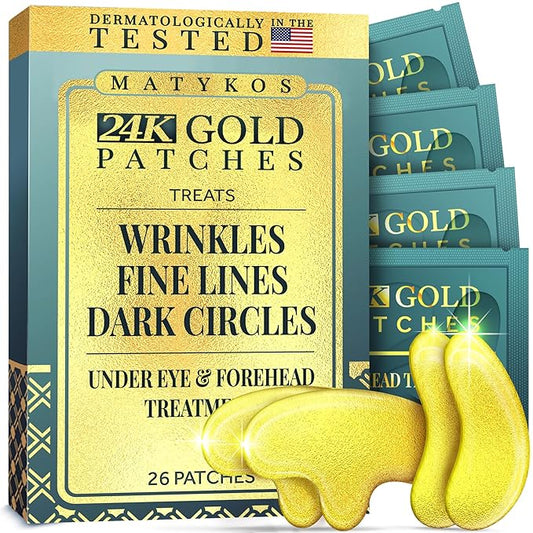 Forehead Wrinkle Patches for Face - Collagen, Hyaluronic Acid and Vitamin A Skin Pads - Forehead Line Remover Wrinkle Eye Patch Set - 20 Golden Sachets