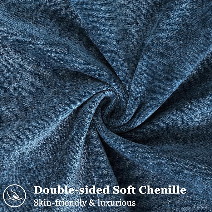 decorUhome Chenille Poseidon Velvet Throw Pillow Covers 24x24 Set of 2 | Fall Soft Euro Sham Couch Decorative Modern Farmhouse Pillow Cases with Elegant Design for Sofa Bed Living Room Home Decor