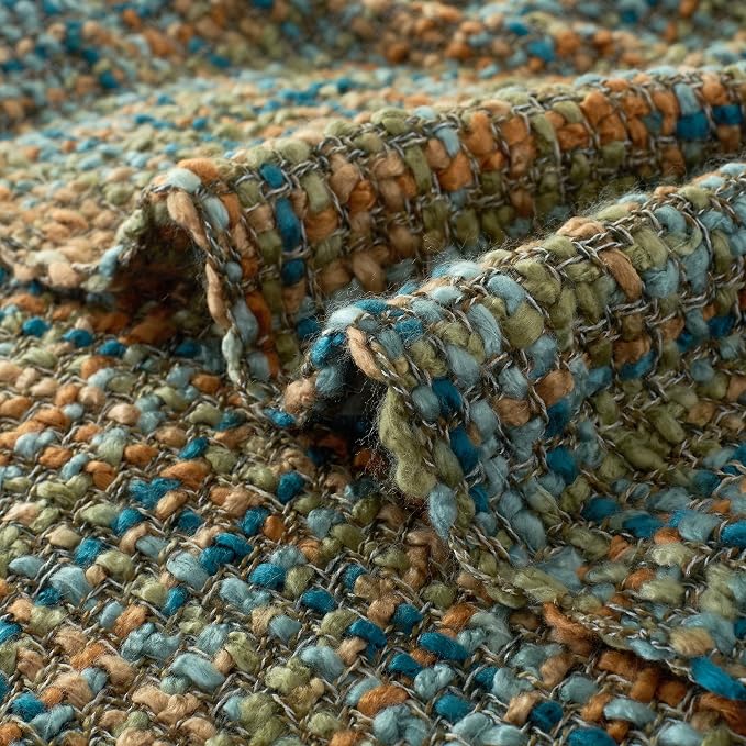 Multi-Color Cable Woven Throw Blanket for Couch - 50"X60" | Multicolored Boho Style,Super Soft Warm Cozy Chunky Blankets with Decorative Tassels for Bed and Sofa,Gold Green