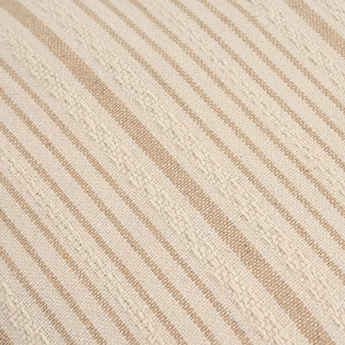 Tan Outdoor Striped Set of 2 Throw Pillow Covers 12x20 Cream Beige | Pack of 2 Pillow Cases Farmhouse Decorative Square Throw Pillows for Couch Sofa Bed