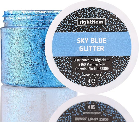 Nail Glitter - Sky Blue Glitter in Jar - 4 Oz Christmas Glitter for Crafts - Chunky Glitter for Slime - Face Glitter - Candle Glitter - Body Glitter
