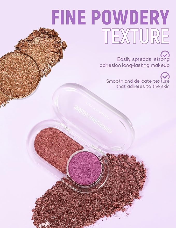 Erinde Sunset Gold Eyeshadow Palette Duo - Eye Brightener Shimmer Shades Glitter Eye Shadow Makeup Palette, Long Lasting Waterproof Blendable Crease & Smudge Proof Champagne Christmas Makeup, 01