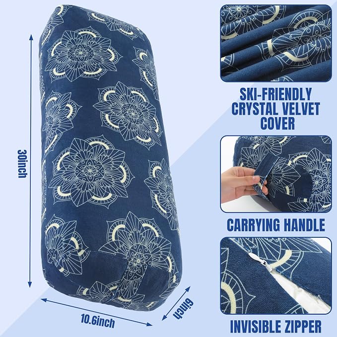MABOZOO Yoga Bolster Pillow, Rectangular Yoga Bolster for Restorative & Meditation, Professional Meditation Cushion with Carry Handle
