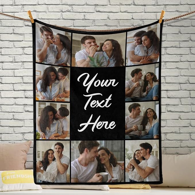 Personalized Blanket with Picture Text, Custom Mom Blanket With Photos | Personalized Mother's Day Fathers Day Christmas Birthday Gifts for Mom Girlfriend Boyfriend Wife Husband Her/Him
