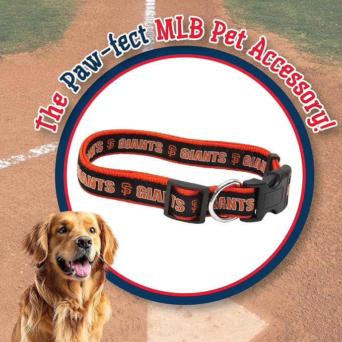MLB San Francisco Giants Licensed PET COLLAR- Heavy-Duty, Strong, and Durable Dog Collar. Available in 29 Baseball Teams and 4 Sizes