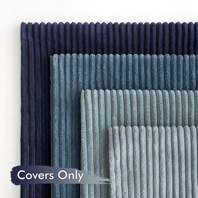 MIULEE Soft Corduroy Decorative Throw Pillow Covers Blue Navy Series 24x24 | Set of 4, Modern Nordic Coastal Decor, Classic Blue Palette, Boho Farmhouse Cushion Covers for Couch Bed Sofa Living Room