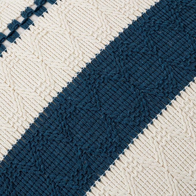 Fancy Homi Set of 2 Boho Teal Decorative Throw Pillow Cover 20x20 Inch for Couch Bed Sofa, Aesthetic Modern Organic Farmhouse Home Decor, Soft Cotton Cute Accent Macrame Woven Cushion Case