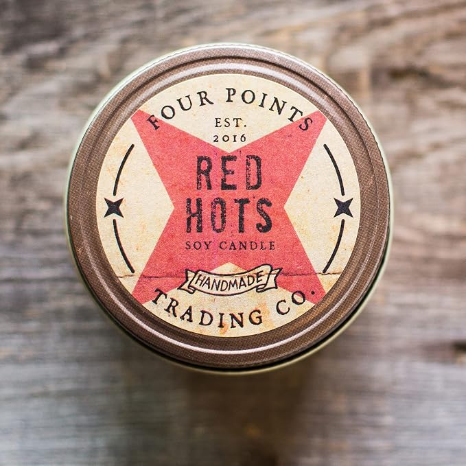 Red Hots Scented 4 Oz Soy Aromatherapy Candle w/Jar - Four Points Trading Co.