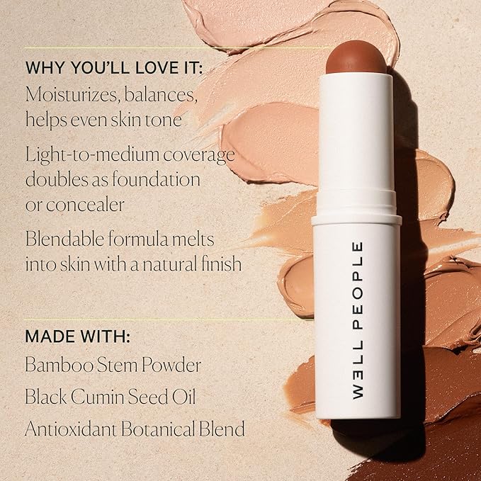 Well People Supernatural Complexion Stick Foundation + Concealer, Buildable, Light-to-Medium Coverage, Soft Matte Finish, Lightweight + Hydrating, Multi-Use, Vegan & Cruelty-Free, 42 Deep Cool