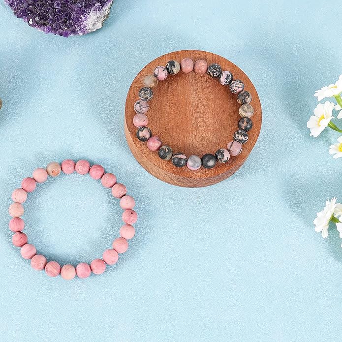 Bivei Natural Gemstone Semi Precious Healing Crystals Handmade Stretchy Round Beads Bracelet,Stocking Stuffers for Women Enhance Positive Energy