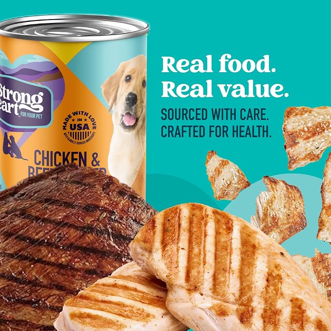 A Strong Heart Puppy Dog Food, Chicken & Beef, 13.2oz, 12-Pack | Complete & balanced puppy formula, AAFCO growth & reproduction, Made in USA