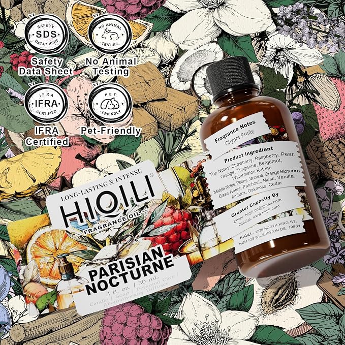 HIQILI Parisian Nocturne Fragrance Oil for Diffuser, Inspired by YL's M.on Paris, Candle & Soap & Perfume Balm Making, Sweet Notes, Long-Lasting Aroma - 1 Fl Oz