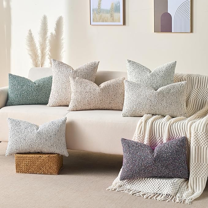 Allorry Soft Wool Decorative Throw Pillow Covers 16x16 Green SY011D16 | Cozy Soft Touch,Neutral Textured Boho Cushion Covers for Modern Farmhouse Sofa Bedroom Living Room Decor