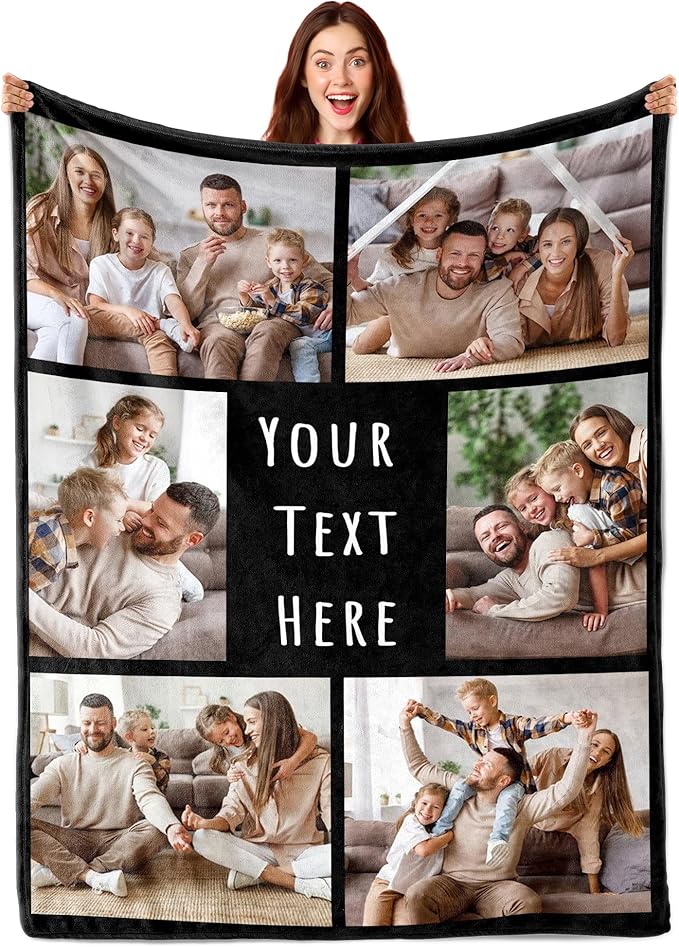 Funny DIY Custom Blanket Customize Photos Blanket Personalized Blankets with Picture Text Customized Christmas Valentines Day Birthday Gifts for Couple Boyfriend Girlfriend Him Her Men Women Dad Mom