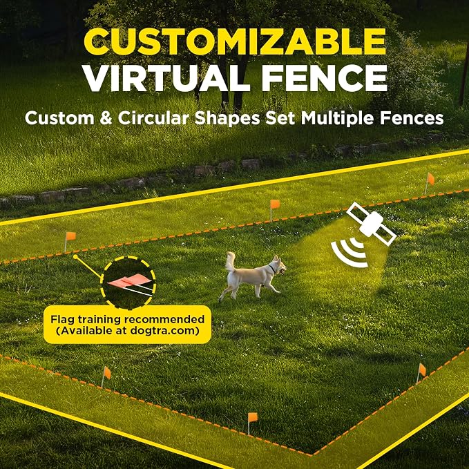 Dogtra Smart Fence & 50 Training Flags Bundle | No Subscription, 2-Tier Alarm & App Alerts, No-Dig Up to 3/4 Acre, Tone/Vibration/Static, IPX9K Waterproof, Wireless Electronic Dog Fence System Pets 35
