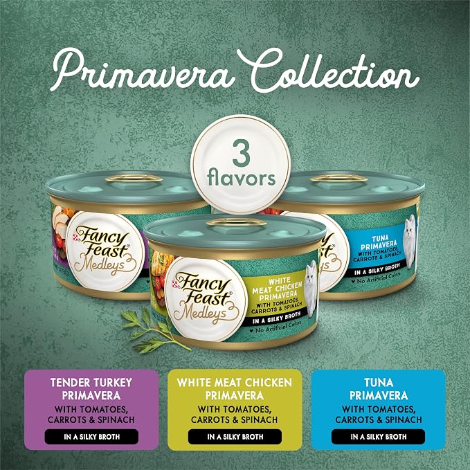 Fancy Feast Purina Wet Cat Food Variety Pack, Medleys Primavera Collection - (4 Packs of 12) 3 oz. Cans