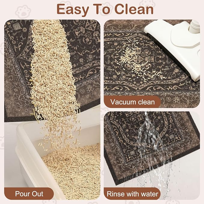 Glittme Cat Litter Mat, 33"x22" Non-Slip Washable Trapping Mat for Cats | Litter Trapping Mat With Thick PVC Coil To Catch Scatter, Soft On Paws And Waterproof Bottom To Protect Floors