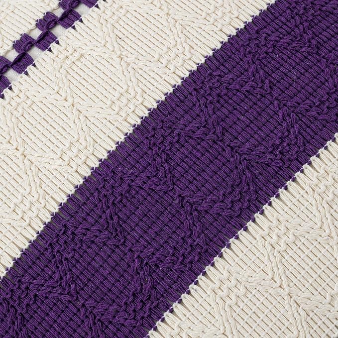 Fancy Homi Set of 1 Boho Purple Decorative Throw Pillow Cover 16x16 Inch for Couch Bed Sofa, Aesthetic Modern Organic Farmhouse Home Decor, Soft Cotton Cute Accent Macrame Woven Cushion Case