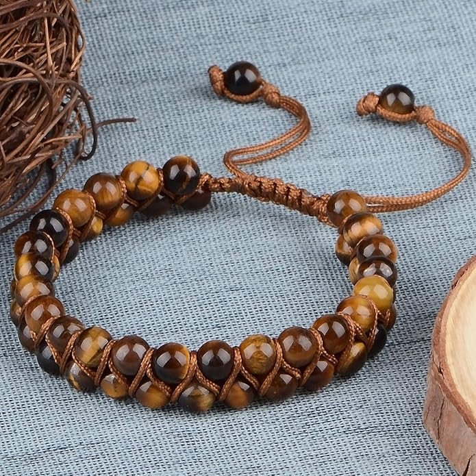 MASSIVE BEADS Double Layer Natural Chakra Healing Power Crystals Macrame Bracelet Yoga Stone Beads Gemstone Meditation Relax Anxiety Bangle for Unisex Women Men